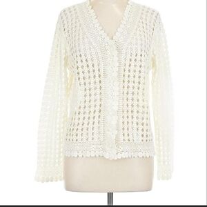 Lauren Ralph Lauren Cream Crochet Cardigan